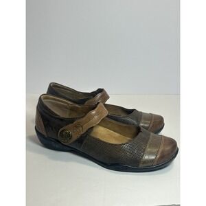 Taos Bravo Shoes Womens Sz 8 Brown Leather Mary Janes Comfort Adjustable Strap